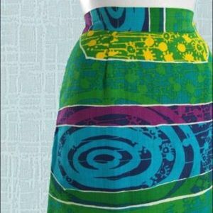 Hawaiian print barkcloth skirt - 60s era